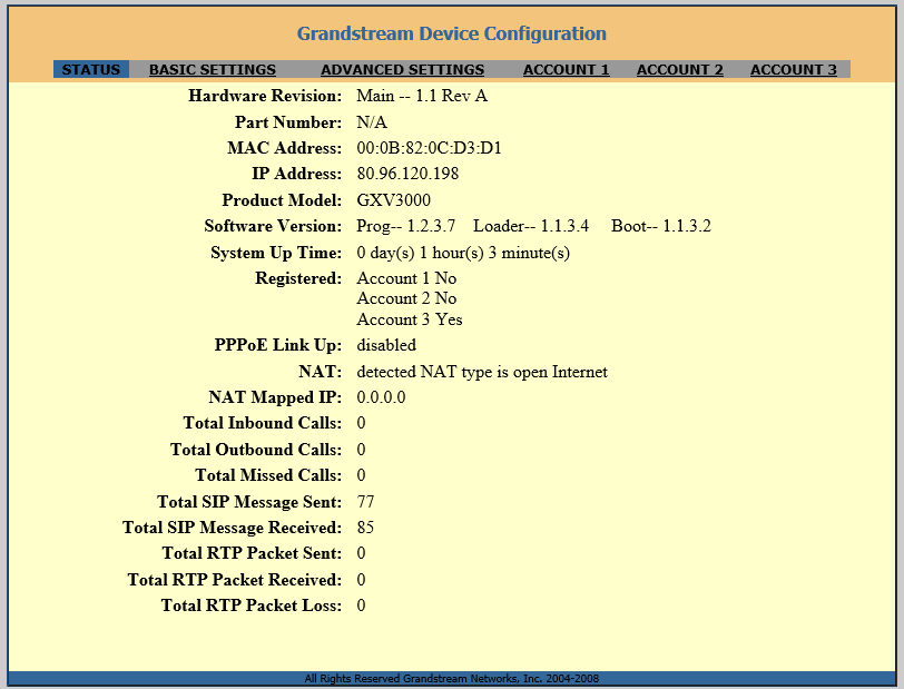 Interfata Configurare VideoTelefon